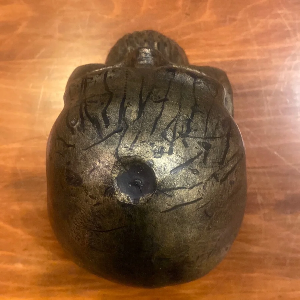 Rare Williams Sonoma Large Skull Halloween Black Green Gold